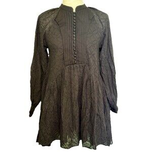 Roiii Black High Neck Lace Long Sleeve Dress Gothic Victorian Vampy Witchy S NWT